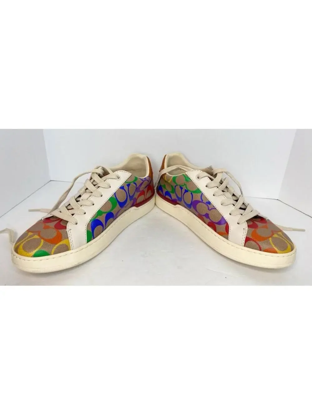 Coach Monogram Lowline Ladies Rainbow Coated Canvas Sneakers 7.5 B